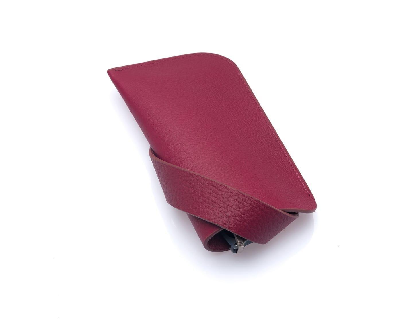 Westpolo Lonex Genuine Leather Glasses Case - Claret Red