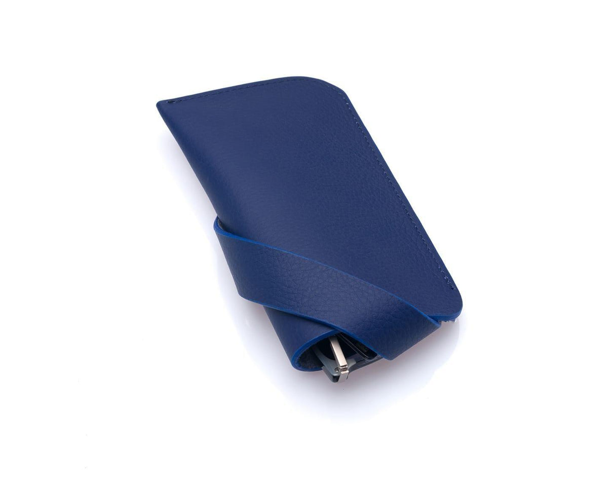 Étui à lunettes Westpolo Lonex en cuir véritable - Bleu