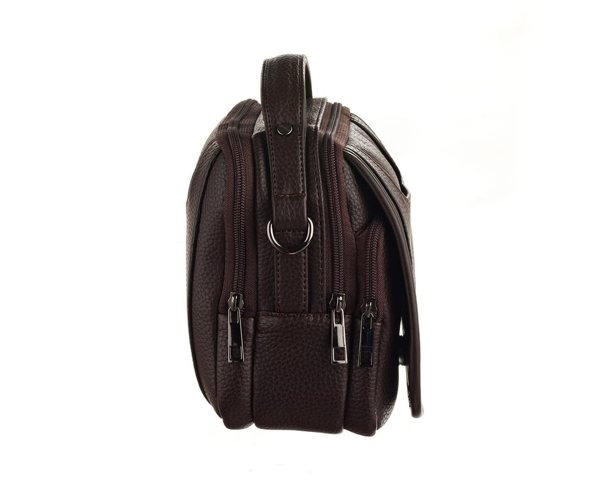 Westpolo Waterproof Leather Men's Handbag and Shoulder Bag with Shoulder Strap - Black (7022)