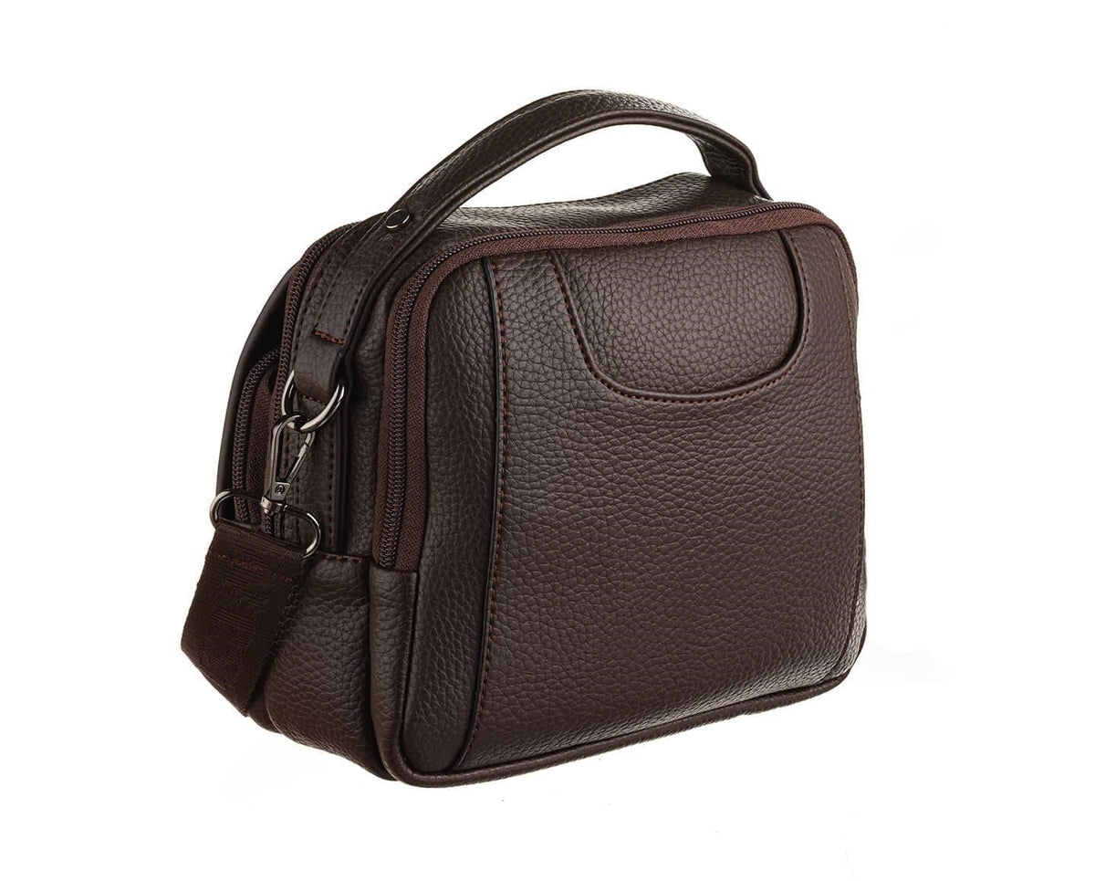 Westpolo Waterproof Leather Men's Handbag and Shoulder Bag with Shoulder Strap - Black (7022)