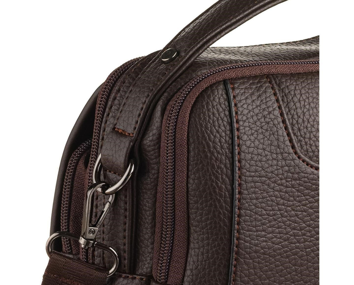Westpolo Waterproof Leather Men's Handbag and Shoulder Bag with Shoulder Strap - Black (7022)