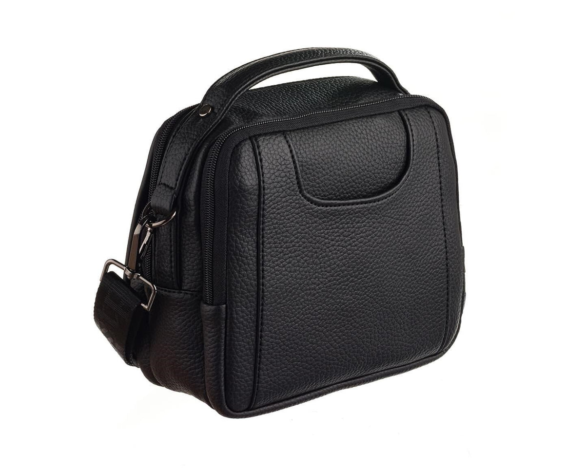 Westpolo Waterproof Leather Men's Handbag and Shoulder Bag with Shoulder Strap - Black (7022)