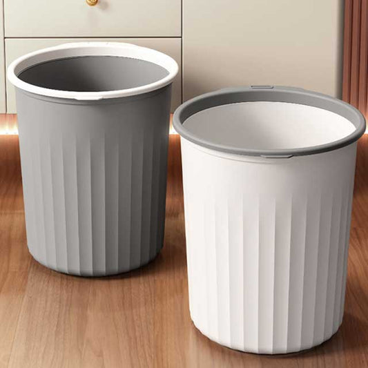 No Cover Striped Trash Bin – Durable Simple Garbage Can, Toilet Wastebasket, Trash Bin in Various Specifications