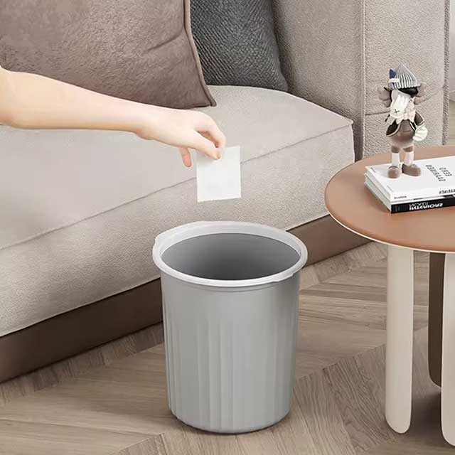 No Cover Striped Trash Bin – Durable Simple Garbage Can, Toilet Wastebasket, Trash Bin in Various Specifications