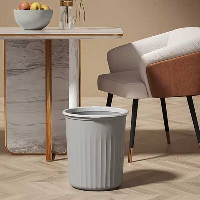 No Cover Striped Trash Bin – Durable Simple Garbage Can, Toilet Wastebasket, Trash Bin in Various Specifications