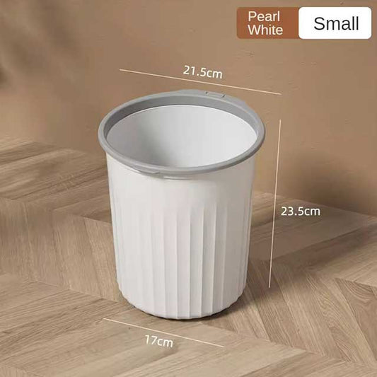 No Cover Striped Trash Bin – Durable Simple Garbage Can, Toilet Wastebasket, Trash Bin in Various Specifications