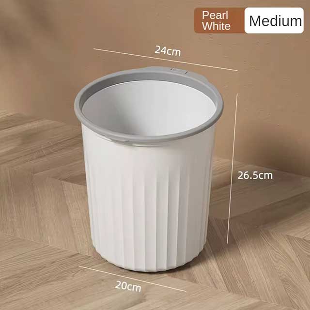 No Cover Striped Trash Bin – Durable Simple Garbage Can, Toilet Wastebasket, Trash Bin in Various Specifications