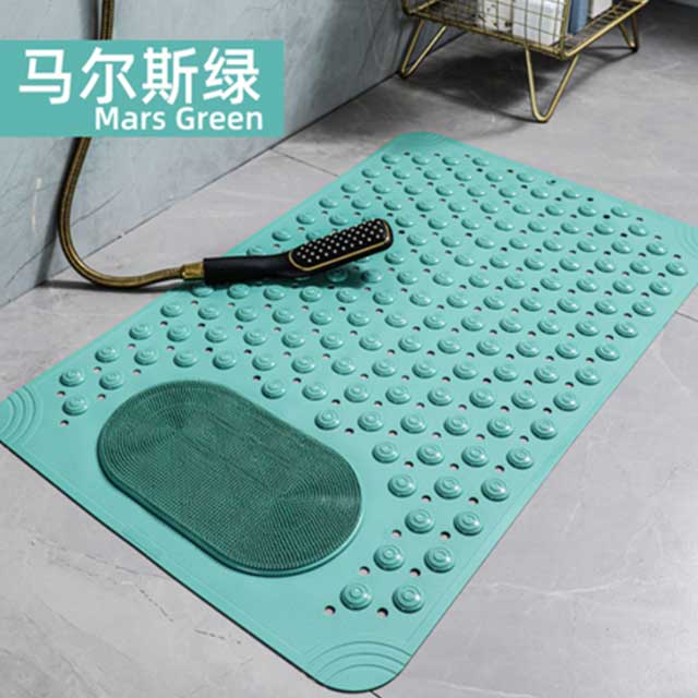 Non-Slip Suction Cups Bathroom Mat – Shower Bath Mat with Foot Massager & Silicone Suction Cup Massage Brush for Home Use