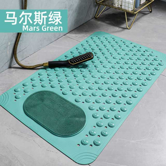 Non-Slip Suction Cups Bathroom Mat – Shower Bath Mat with Foot Massager & Silicone Suction Cup Massage Brush for Home Use