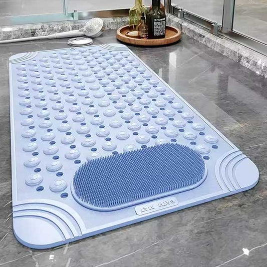 Non-Slip Suction Cups Bathroom Mat – Shower Bath Mat with Foot Massager & Silicone Suction Cup Massage Brush for Home Use