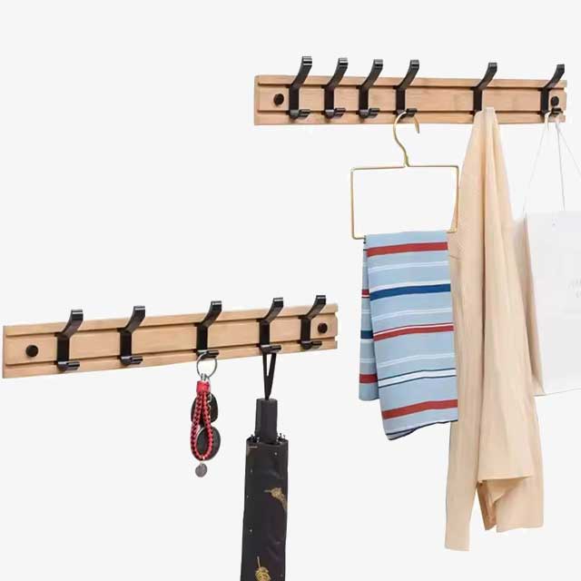 Nordic Style Coat Rack - Bamboo Clothes Hanger with Hooks for Bedroom, Living Room, Closet & Wall Storage