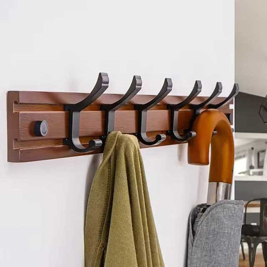Nordic Style Coat Rack - Bamboo Clothes Hanger with Hooks for Bedroom, Living Room, Closet & Wall Storage