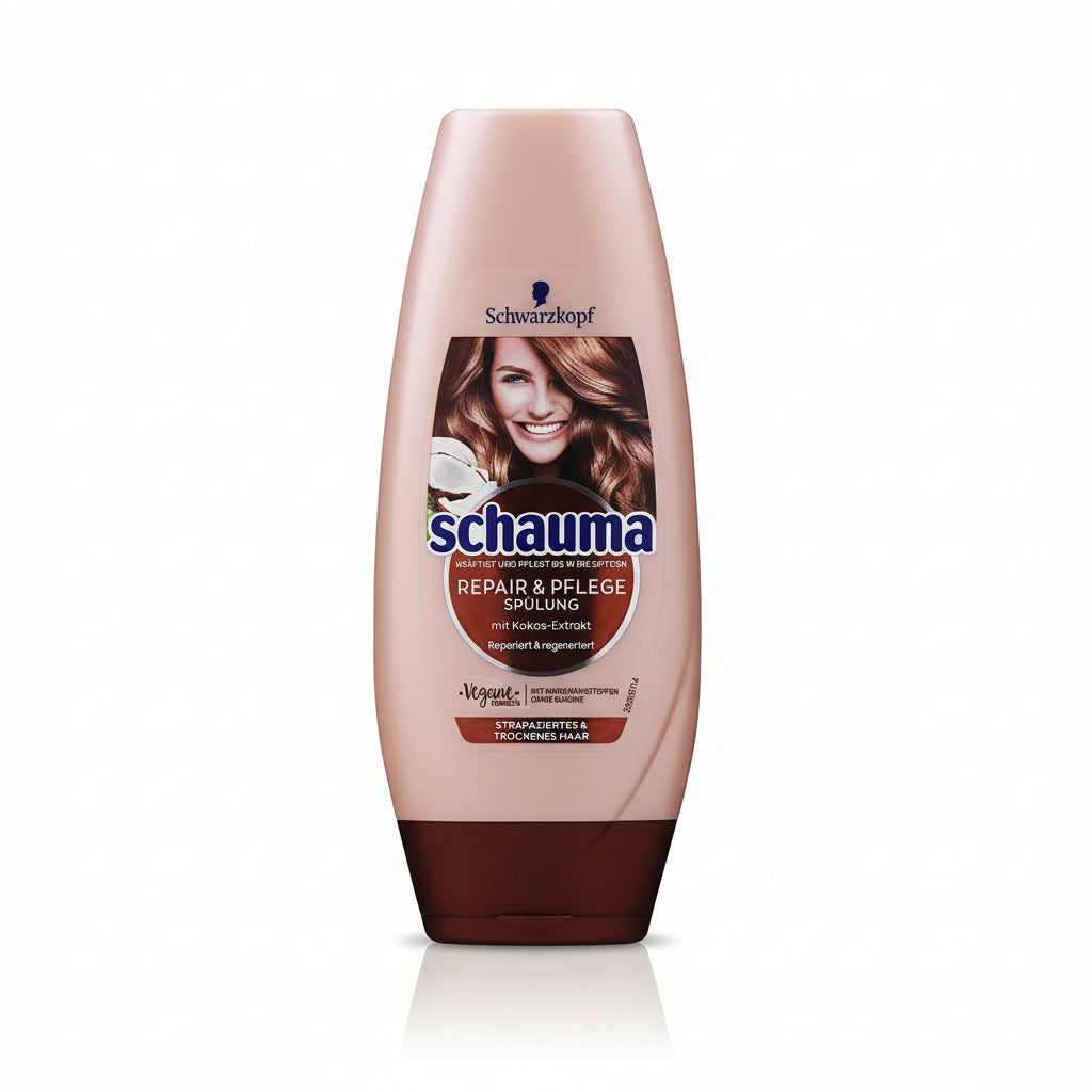 Après-shampooing Schwarzkopf Schauma Repair & Care à l'extrait de noix de coco – Réparation intense pour cheveux secs et abîmés