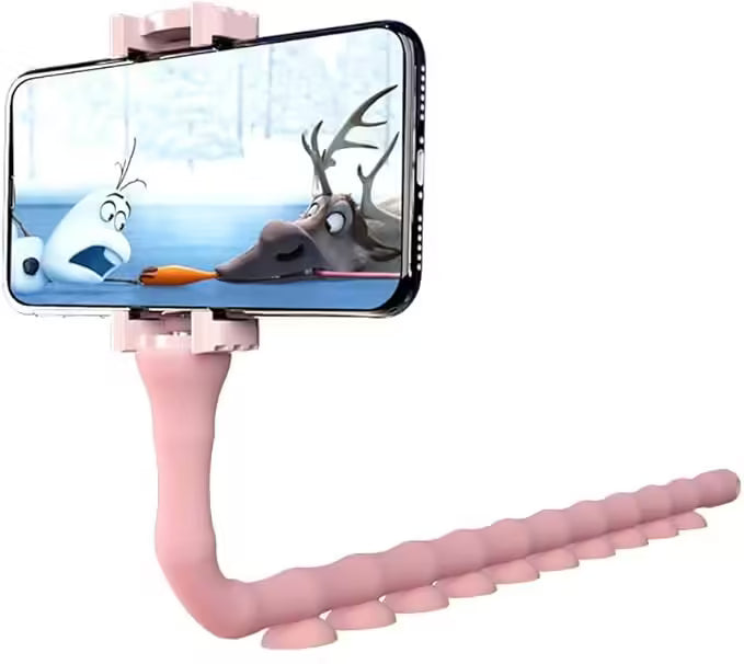 Omio Cartoon Cute Worm Lazy Cell Phone Holder Stand - 360° Rotating, Bendable & Flexible Suction Cup Mount Clamp, Creative Lazy Bracket for iPhone 12/11/XS Max/XR/X/8 & More