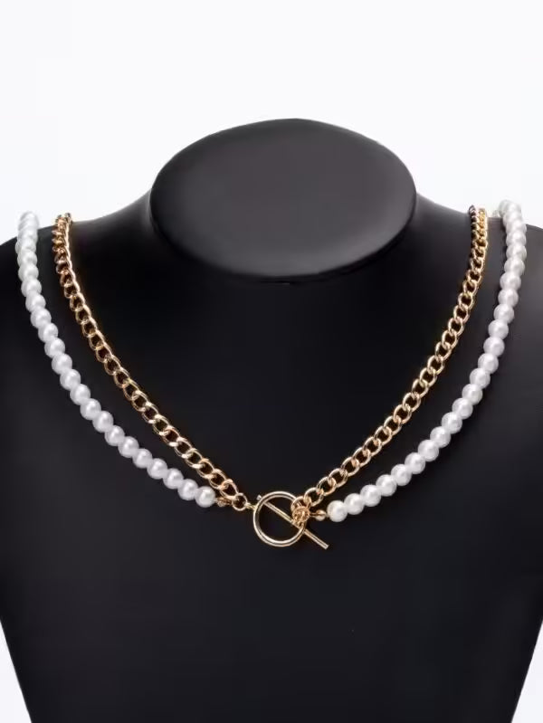 Collier vintage en perles pour femme, fait main (EGN212)