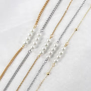 Pearl Women Handmade Stainless Steel Link Chain Necklace(EGN217)