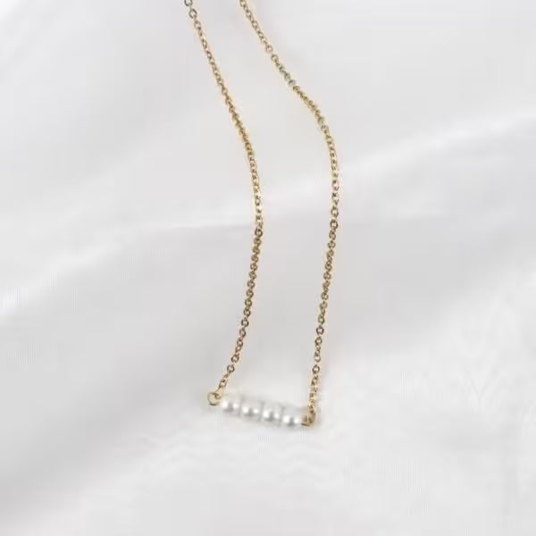 Pearl Women Handmade Stainless Steel Link Chain Necklace(EGN217)