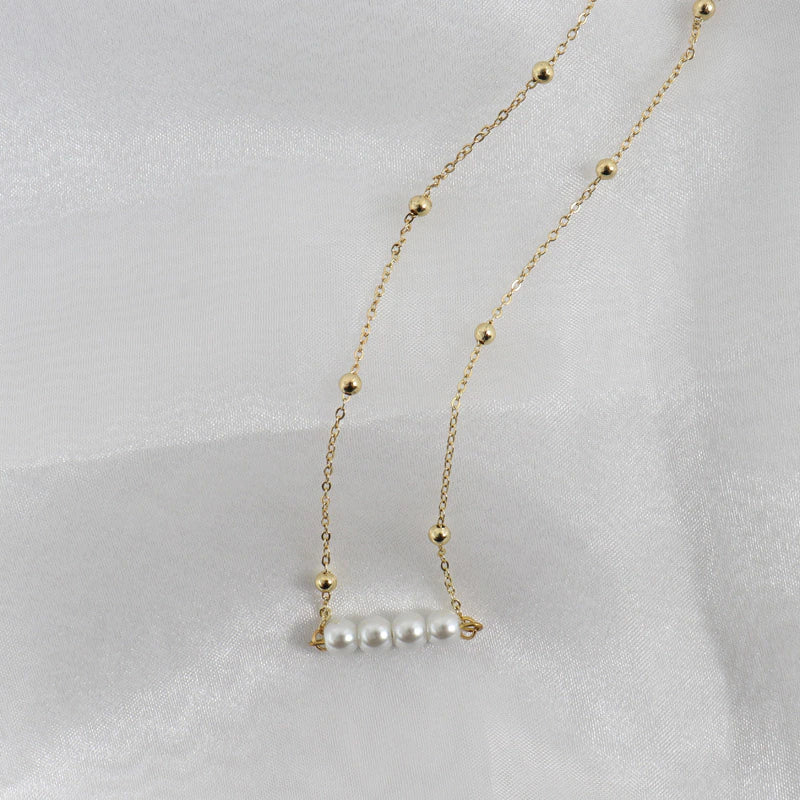 Pearl Women Handmade Stainless Steel Link Chain Necklace(EGN217)