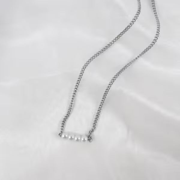 Pearl Women Handmade Stainless Steel Link Chain Necklace(EGN217)