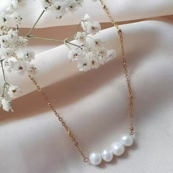 Pearl Women Handmade Stainless Steel Link Chain Necklace(EGN217)