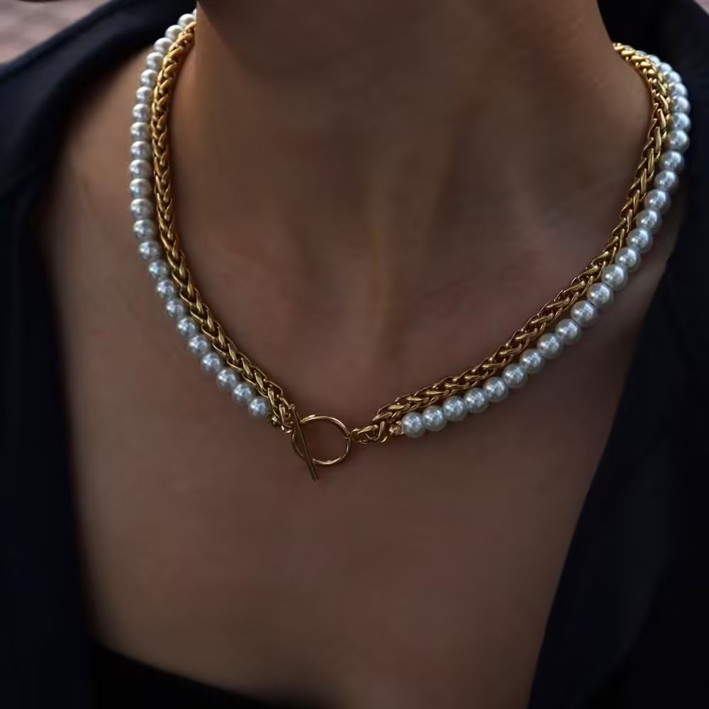 Collier vintage en perles pour femme, fait main (EGN230)