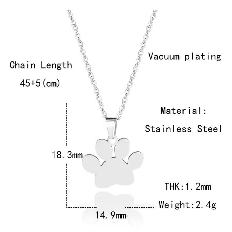 Collier unisexe avec pendentif en forme d'empreinte de patte d'animal (EGN160)