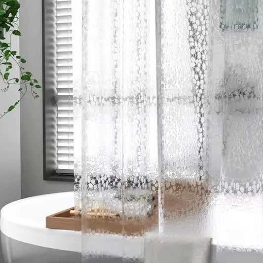 PEVA Pebble Shower Curtain – Transparent Waterproof Bathtub Liner with Cobblestone Design for Bathroom – Durable Bathing Cover