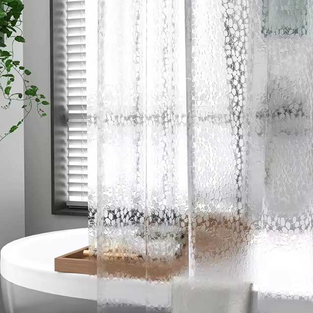 PEVA Pebble Shower Curtain – Transparent Waterproof Bathtub Liner with Cobblestone Design for Bathroom – Durable Bathing Cover