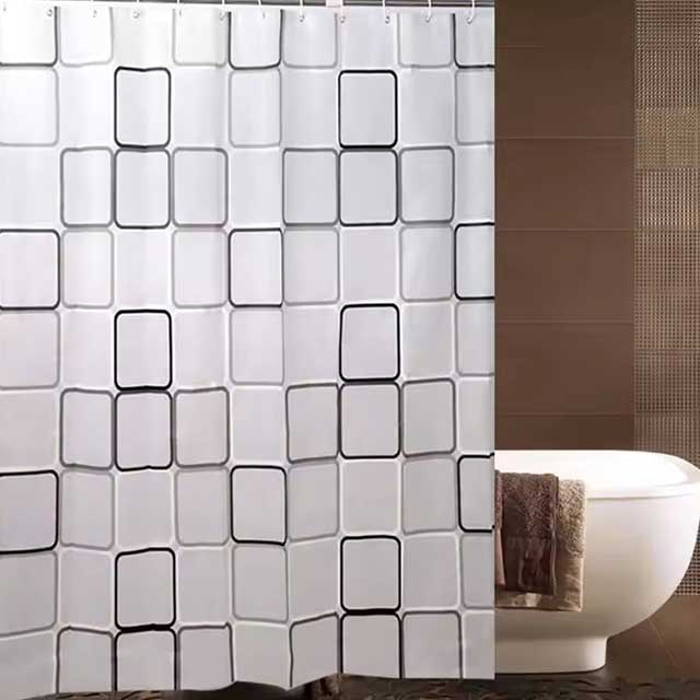 PEVA Waterproof Bathroom Shower Curtain – Anti-Mold & Decorative Home Curtain with 12 Hooks – 180x200CM