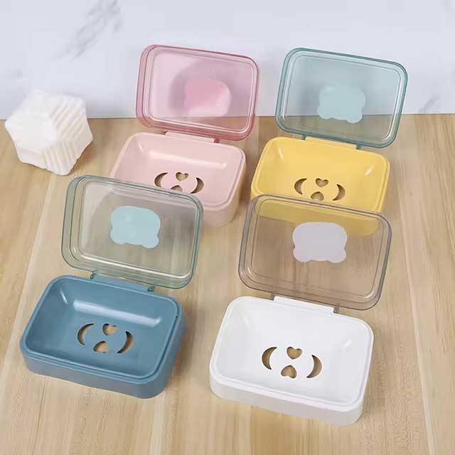 Portable Bathroom Soap Dish with Lid - Plastic Soap Box for Travel, Keeps Soap Dry, Soap Tray Storage Container