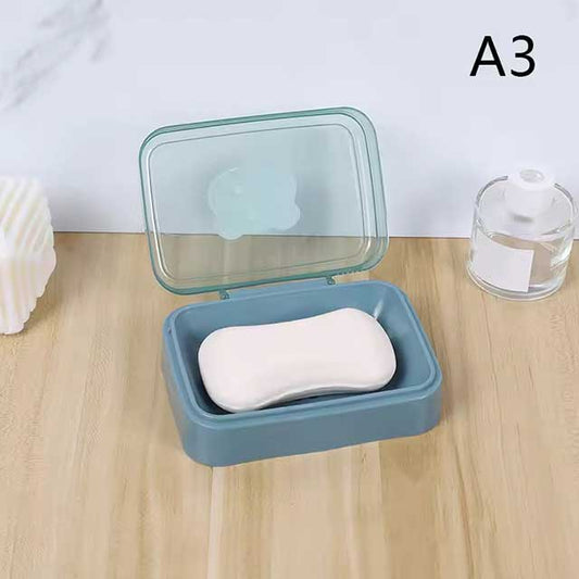 Portable Bathroom Soap Dish with Lid - Plastic Soap Box for Travel, Keeps Soap Dry, Soap Tray Storage Container