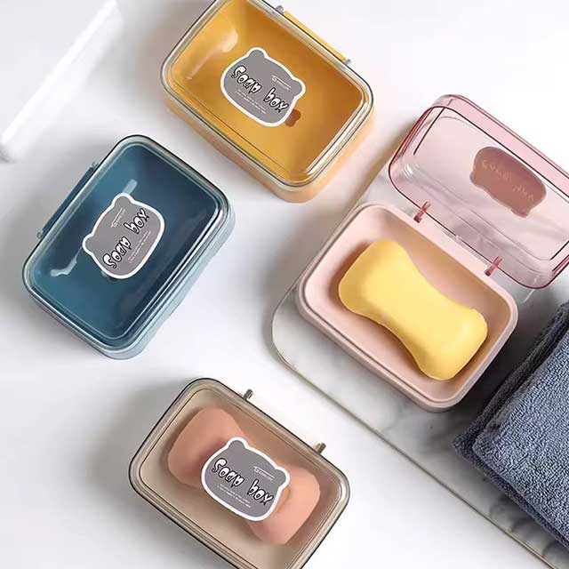 Portable Bathroom Soap Dish with Lid - Plastic Soap Box for Travel, Keeps Soap Dry, Soap Tray Storage Container