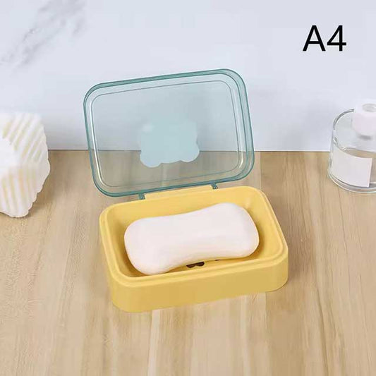 Portable Bathroom Soap Dish with Lid - Plastic Soap Box for Travel, Keeps Soap Dry, Soap Tray Storage Container
