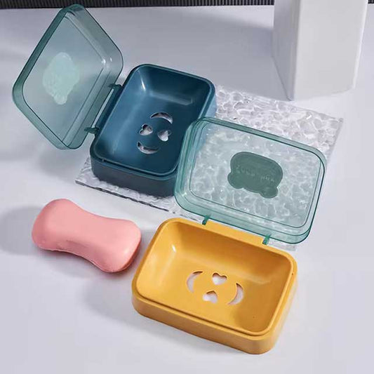 Portable Bathroom Soap Dish with Lid - Plastic Soap Box for Travel, Keeps Soap Dry, Soap Tray Storage Container