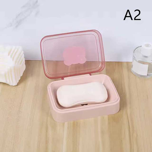 Portable Bathroom Soap Dish with Lid - Plastic Soap Box for Travel, Keeps Soap Dry, Soap Tray Storage Container
