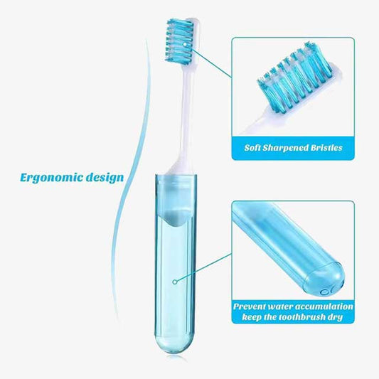 Portable Folding Toothbrush with Super Soft Bristles – Travel-Friendly, Compact for Camping, Hiking, and Outdoor Use