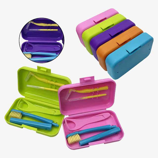 Portable Toothbrush Case & Oral Hygiene Kit – Includes Interdental Brush, Tongue Scraper, and Travel Toothbrush for Teeth Whitening