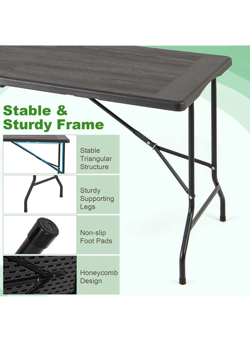 Table pliante blanche de 1,8 m – Table pliante portable robuste en plastique pour événements intérieurs et extérieurs