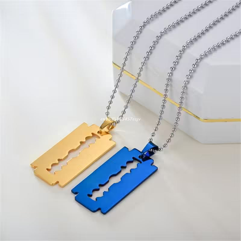 Razor Blade Pendant Men Necklace (EGN085)