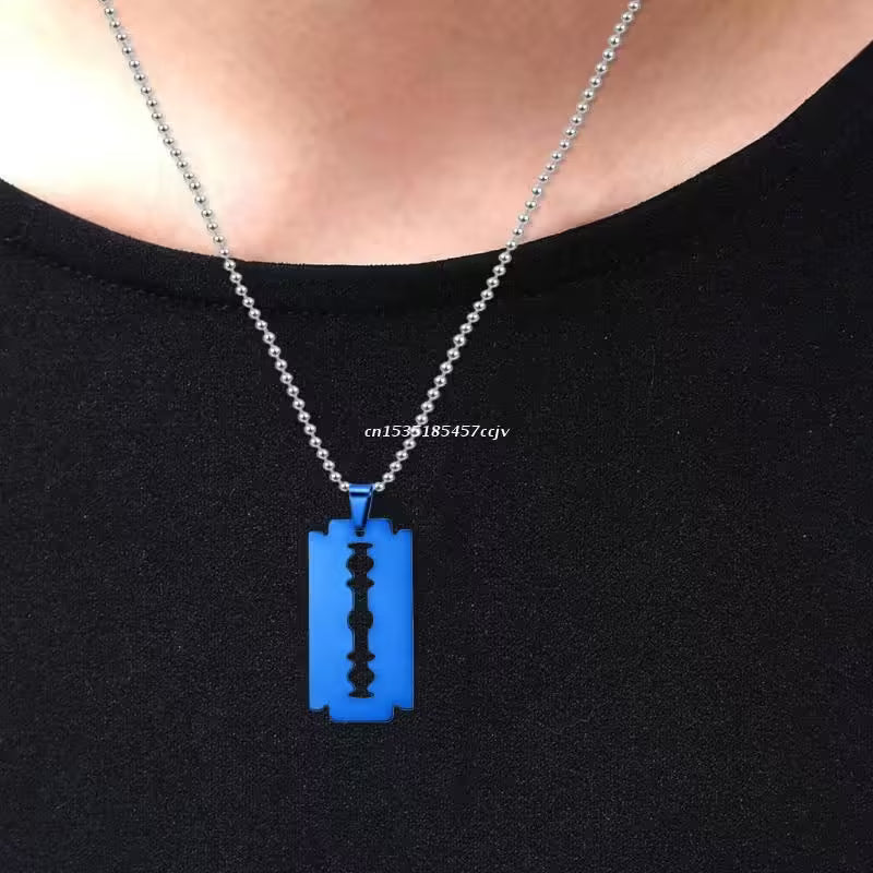 Razor Blade Pendant Men Necklace (EGN085)