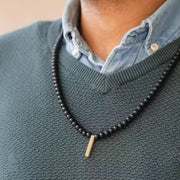 Collier fait main avec pendentif rectangulaire, perles mates de 6 mm (EGN078)