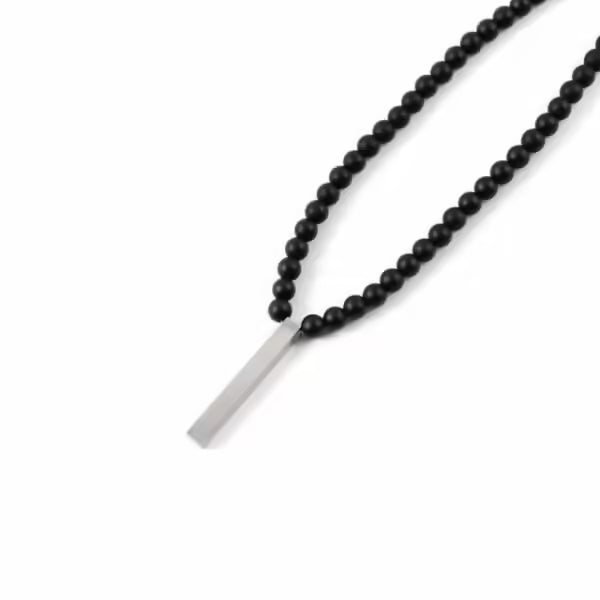 Collier fait main avec pendentif rectangulaire, perles mates de 6 mm (EGN078)