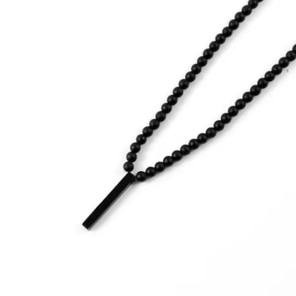 Collier fait main avec pendentif rectangulaire, perles mates de 6 mm (EGN078)