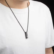 Collier pendentif rectangulaire pour homme, chaîne en acier inoxydable pavée de zircon (EGN012)