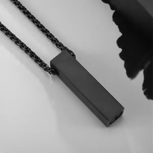 Rectangular pendant Men luxury pave zircon stainless steel link chain necklace (EGN012)