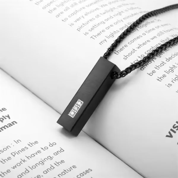 Collier pendentif rectangulaire pour homme, chaîne en acier inoxydable pavée de zircon (EGN012)