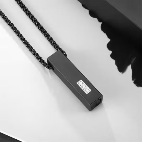 Collier pendentif rectangulaire pour homme, chaîne en acier inoxydable pavée de zircon (EGN012)