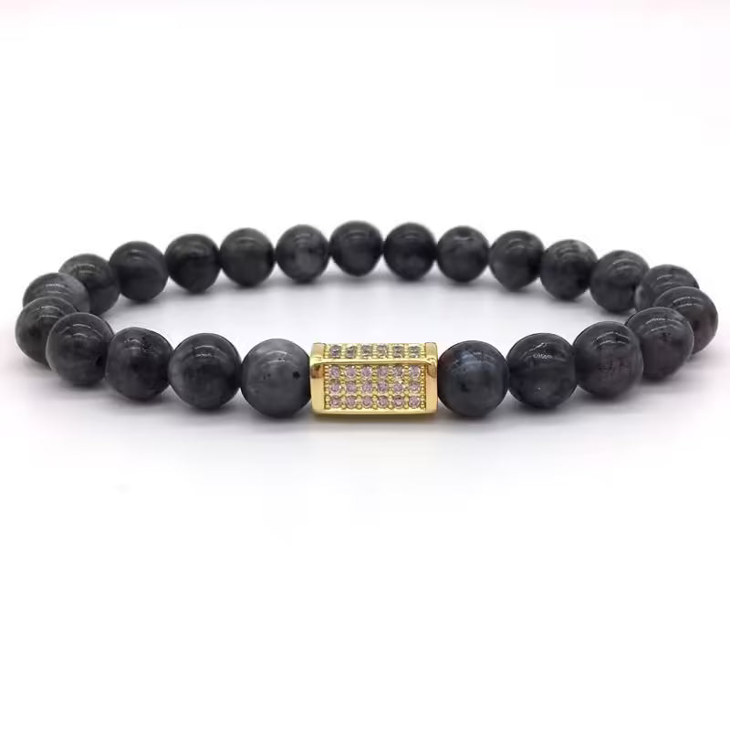 Rectangular 3D Shape Natural Stone Beads Bracelet (EGBT023)