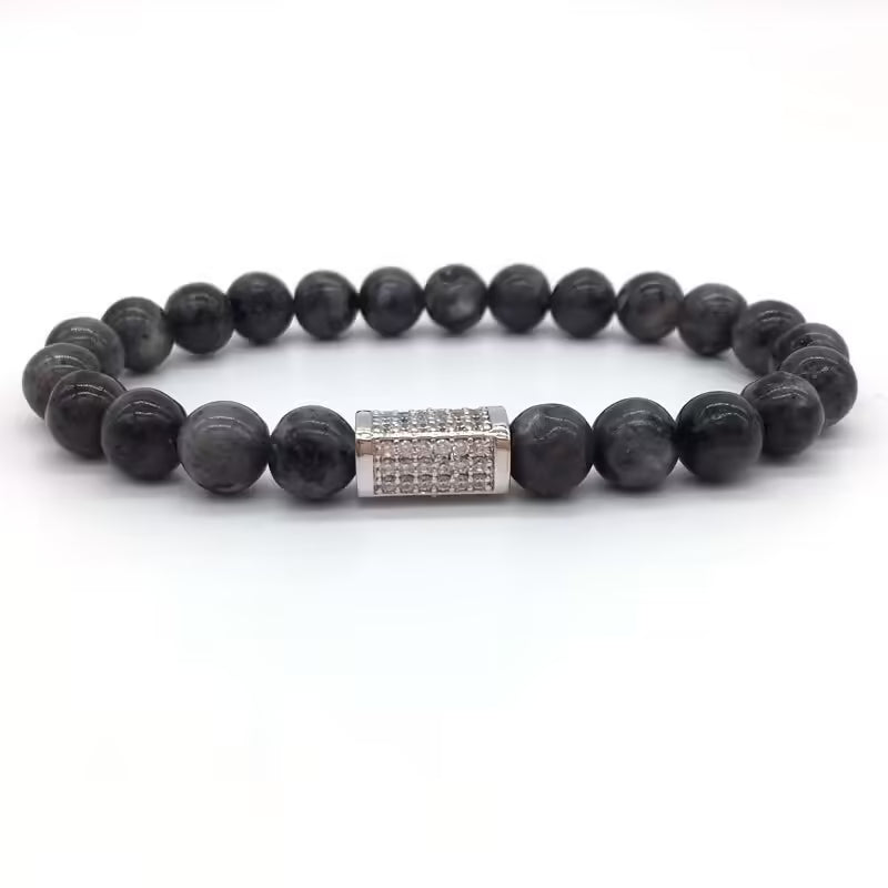 Rectangular 3D Shape Natural Stone Beads Bracelet (EGBT023)