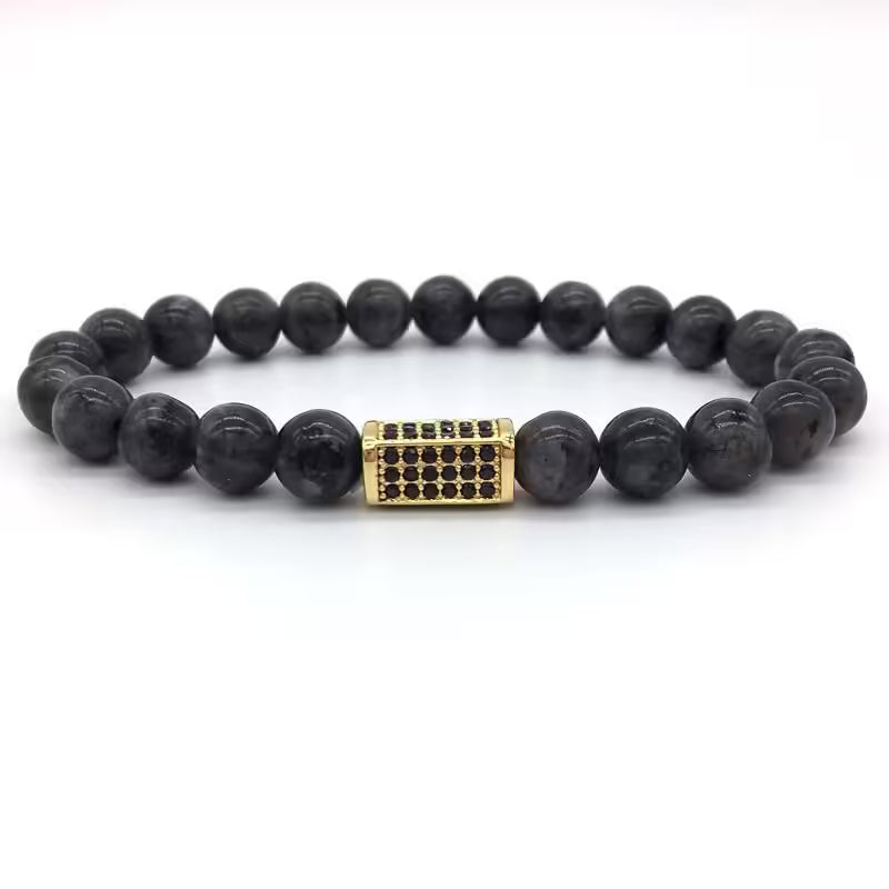 Rectangular 3D Shape Natural Stone Beads Bracelet (EGBT023)